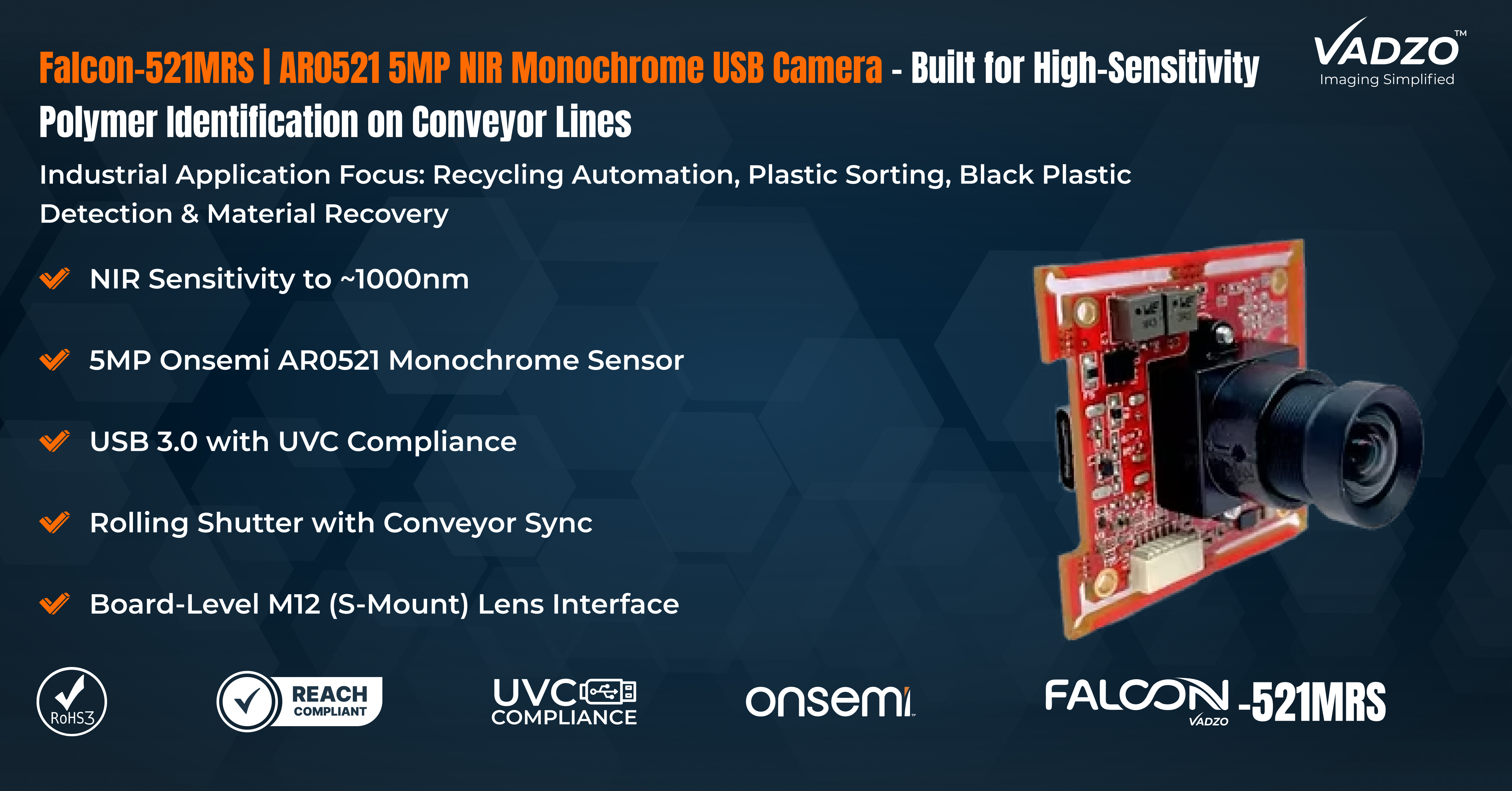 Vadzo Imaging Introduces the AR0521 NIR Monochrome USB Camera for