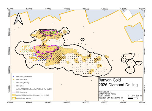 Banyan Gold Intersects 1.05 g/t Gold over 52.8 metres and Bonanza-Grade Gold at Powerline Deposit, AurMac, Yukon, Canada