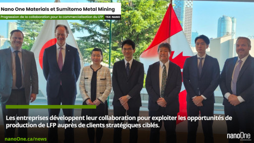 Nano One et Sumitomo Metal Mining font progresser leur collaboration sur la commercialisation du LFP