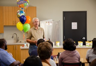 Eric Melsheimer, President of Melfred Borzall, speaks to attendees