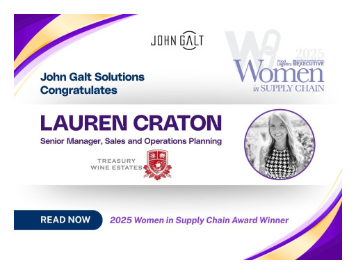 John Galt Solutions Congratulates Treasury Wine Estates' Lauren Craton, a 2025 Women in Supply Chain Award Winner