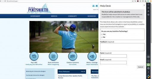 Portsmouth VA Implements AudioEye Accessibility Solution for Website