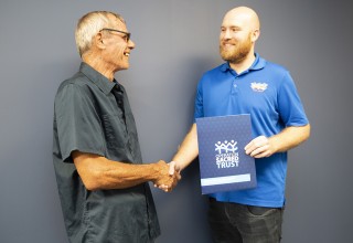 Ryan Foley with formerly homeless Veteran