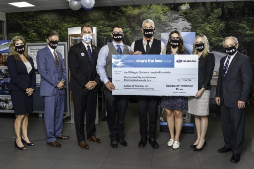 Craig Zinn Presents $154,373 Donation to  Joe DiMaggio Children's Hospital Foundation as Part of the Annual  Subaru of Pembroke Pines 'Share the Love' Event