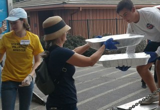 Loading a truck with food