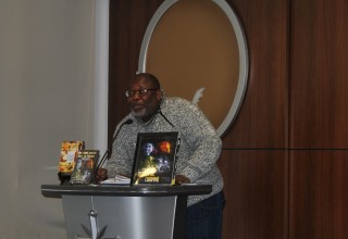 Yeka Futy Norbert, president of the ASSECA NGO of the Democratic Republic of Congo, involved those attending by calling for examples of discrimination they have viewed or experienced and encouraged them to take action by helping to raise awareness of human rights