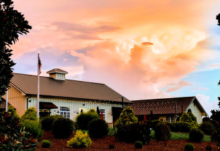 Dramatic sunset at Spinning Leaf wedding and event venue
